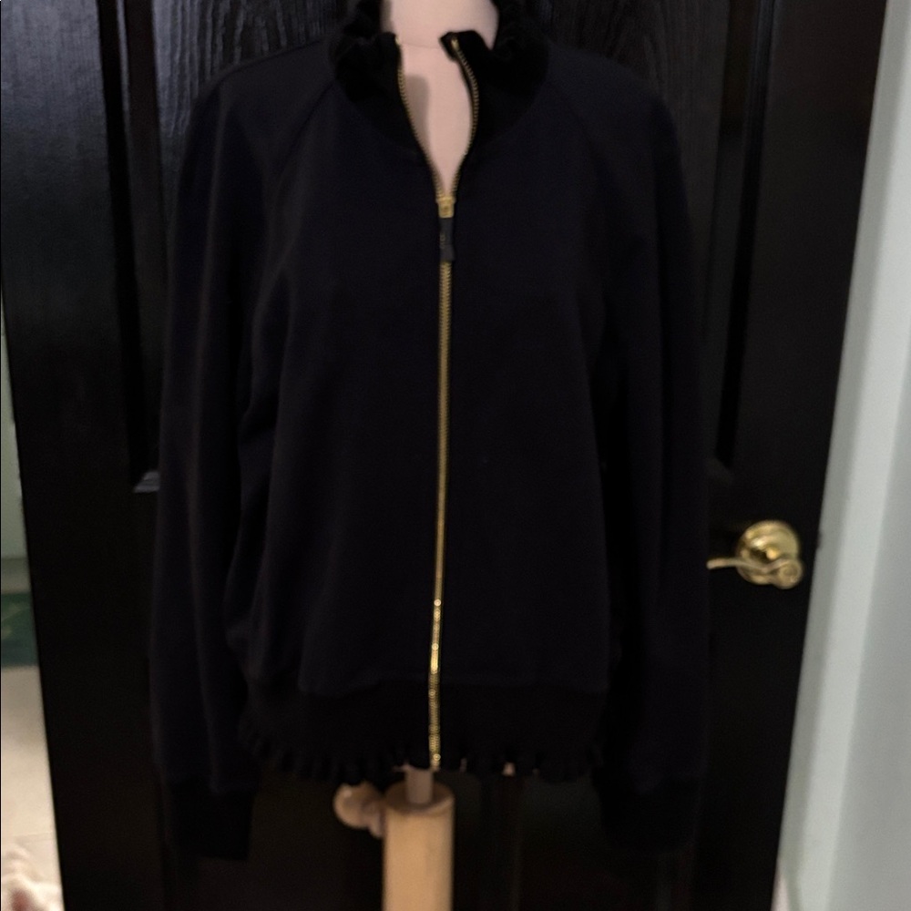 Kate Spade Black Bomber Jacket with Gold Zipper and matching jogging pants